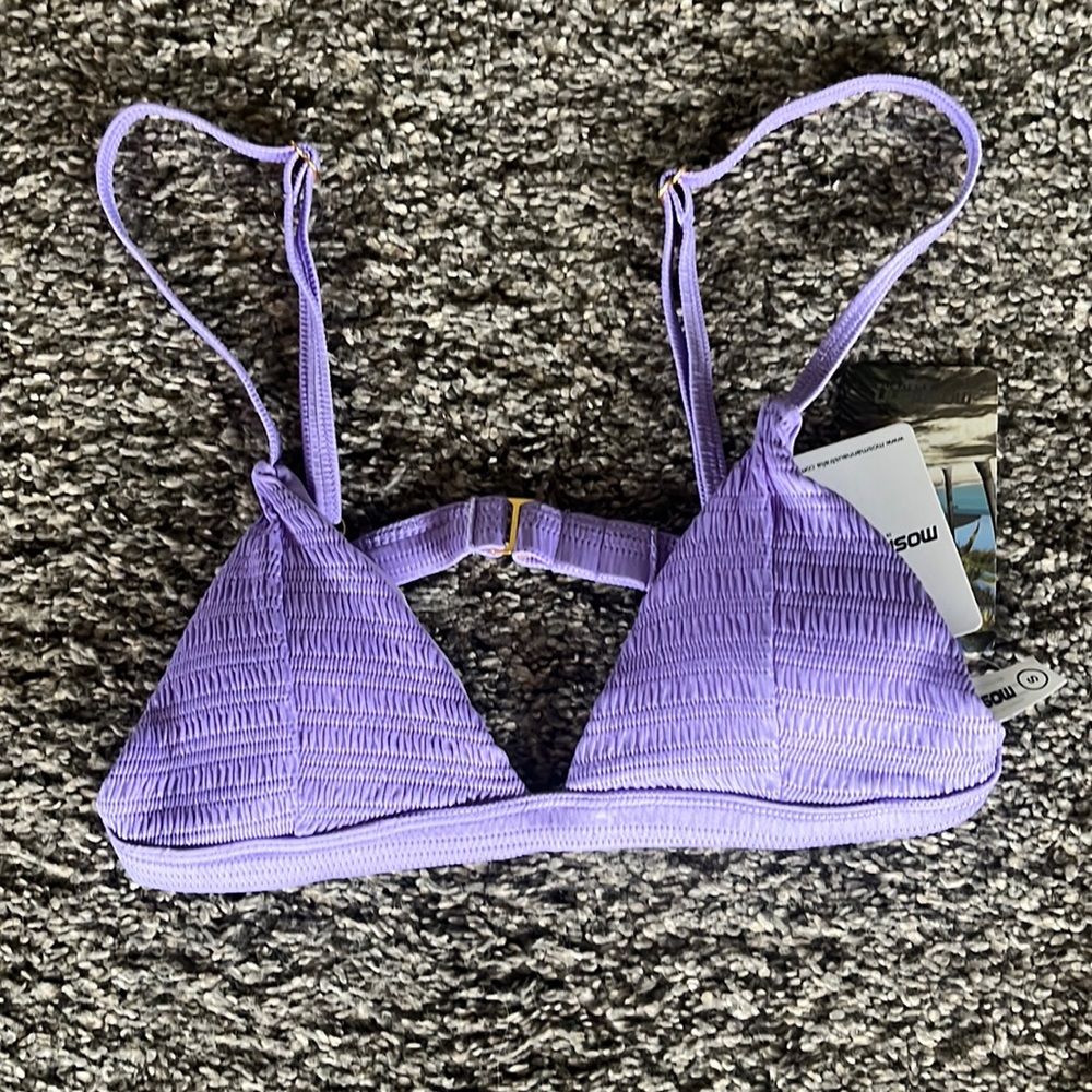 NWT Mosmann Purple lilac textured Triangle Bikini Top Size S
